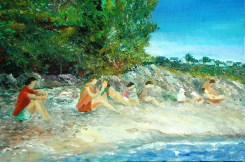 Zeitgenössisches Werk mit dem Titel « Jeunes gens sur la plage », Erstellt von PHILIPPE LE MONIES DE SAGAZAN