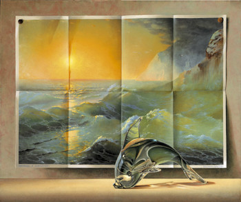 Zeitgenössisches Werk mit dem Titel « TROMPE-L'OEIL LE DAUPHIN (ou l'hommage à AIVAZOVSKY) », Erstellt von GAUTIER