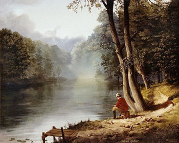 Zeitgenössisches Werk mit dem Titel « LA PECHE EN ETANG », Erstellt von GAUTIER