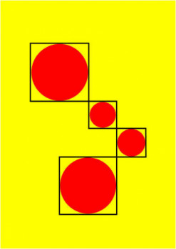 Zeitgenössisches Werk mit dem Titel « Red Circles on Yellow », Erstellt von LONVIG