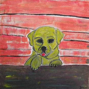 Zeitgenössisches Werk mit dem Titel « Le chien jaune », Erstellt von CYRUS