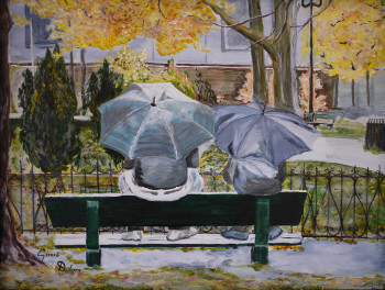 Zeitgenössisches Werk mit dem Titel « Pluie sur le parc », Erstellt von GéRARD DUCHENE