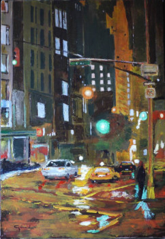 Zeitgenössisches Werk mit dem Titel « New York, 6° avenue, la nuit », Erstellt von GéRARD DUCHENE