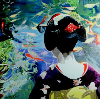 Zeitgenössisches Werk mit dem Titel « geisha au bassin », Erstellt von CLOTILDE NADEL