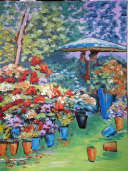 Zeitgenössisches Werk mit dem Titel « marché aux fleurs  », Erstellt von RAYMOND BOURMAULT