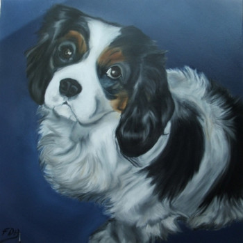 Zeitgenössisches Werk mit dem Titel « Chiara, portrait d'un cavalier king charles », Erstellt von TULIPE62T