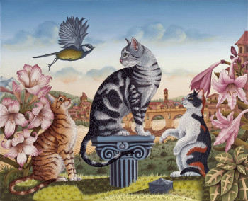 Zeitgenössisches Werk mit dem Titel « Entre chats », Erstellt von BERNARD VERCRUYCE