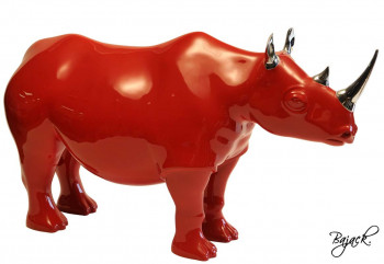 Zeitgenössisches Werk mit dem Titel « Ô my Rhino ! - Red », Erstellt von BAJACK