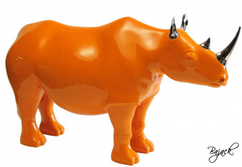 Zeitgenössisches Werk mit dem Titel « Ô my Rhino ! - Orange », Erstellt von BAJACK