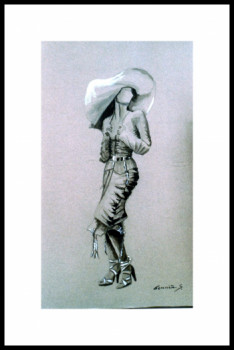 Zeitgenössisches Werk mit dem Titel « silhouette au chapeau », Erstellt von GENEVIEVE S.