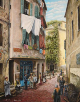 Zeitgenössisches Werk mit dem Titel « ruelle du vieux nice jadis"la providence" », Erstellt von ALAIN BENEDETTO