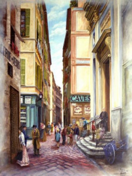 Zeitgenössisches Werk mit dem Titel « vieux nice jadis "rue droite le gesu" », Erstellt von ALAIN BENEDETTO