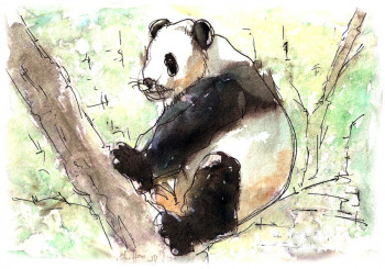 Zeitgenössisches Werk mit dem Titel « panda assis », Erstellt von JANPOL PORTALIS