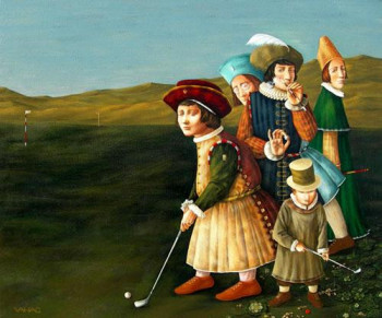 Zeitgenössisches Werk mit dem Titel « Evening Golfers », Erstellt von VAHAGN HARUTYUNYAN