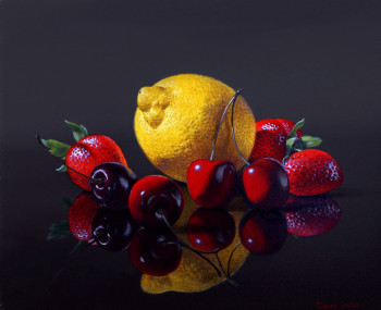 Zeitgenössisches Werk mit dem Titel « FRUITS ROUGE AU CITRON », Erstellt von GAUTIER