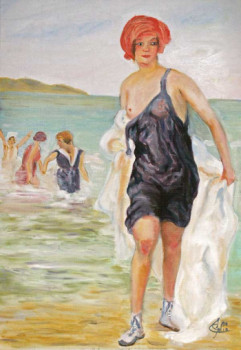 Zeitgenössisches Werk mit dem Titel « Les baigneuses de Biarritz (copie) », Erstellt von JULIA COLLETTO