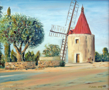 Zeitgenössisches Werk mit dem Titel « Le moulin d'Alphonse Daudet », Erstellt von JULIA COLLETTO